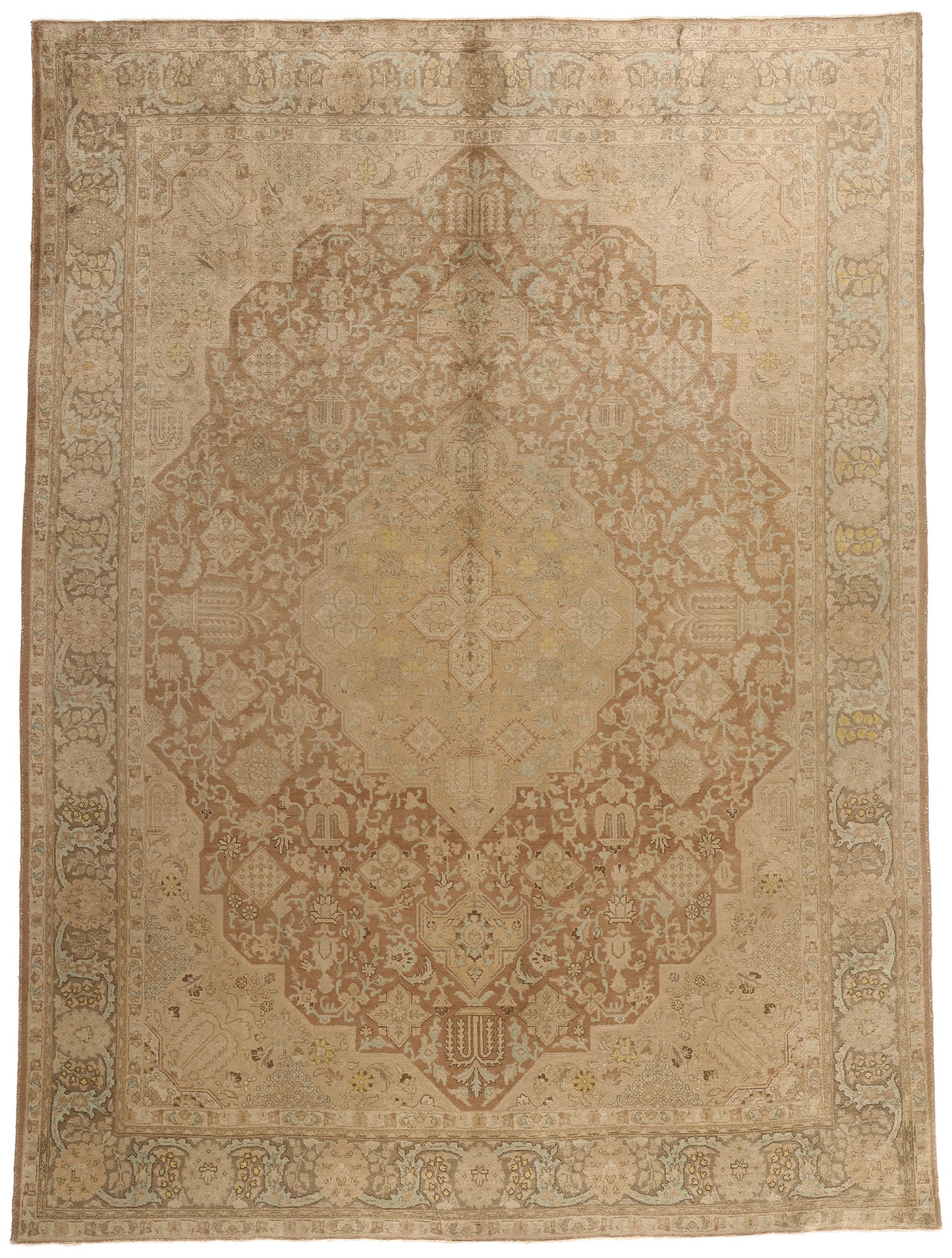 10 x 13 - Brown Vintage Persian Tabriz Rug - 75889