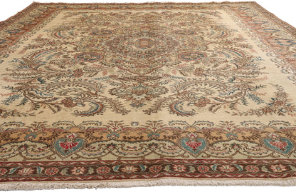 10 x 13 - Brown Vintage Persian Tabriz Rug - 76285