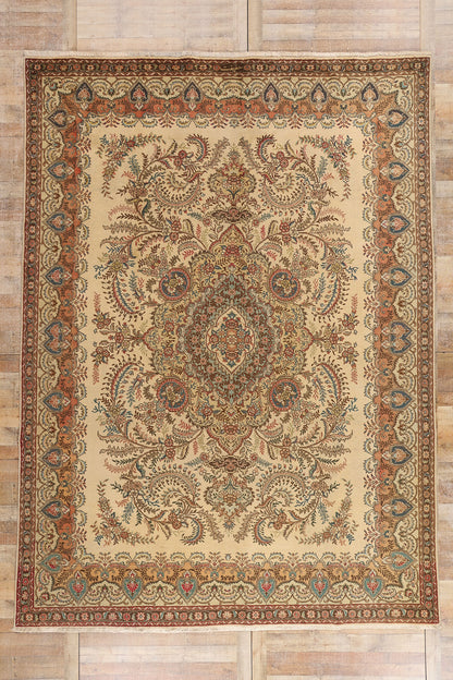 10 x 13 - Brown Vintage Persian Tabriz Rug - 76285