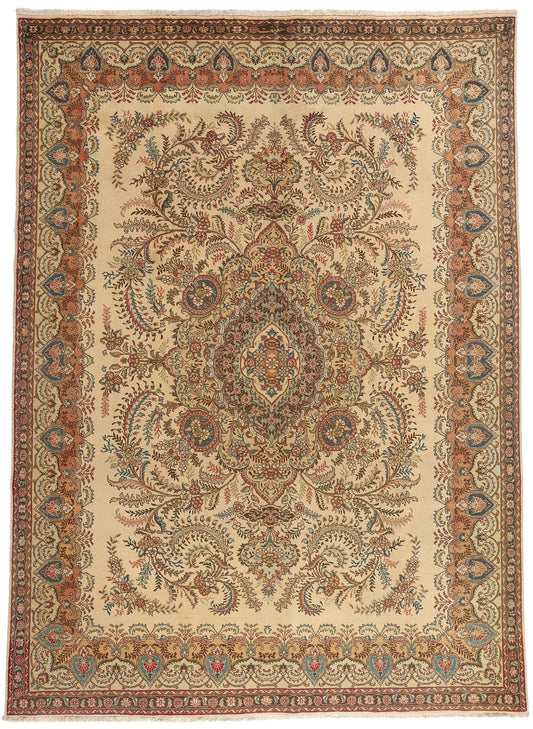 10 x 13 - Brown Vintage Persian Tabriz Rug - 76285