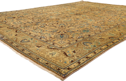 10 x 13 - Brown Vintage Persian Tabriz Rug - 76327