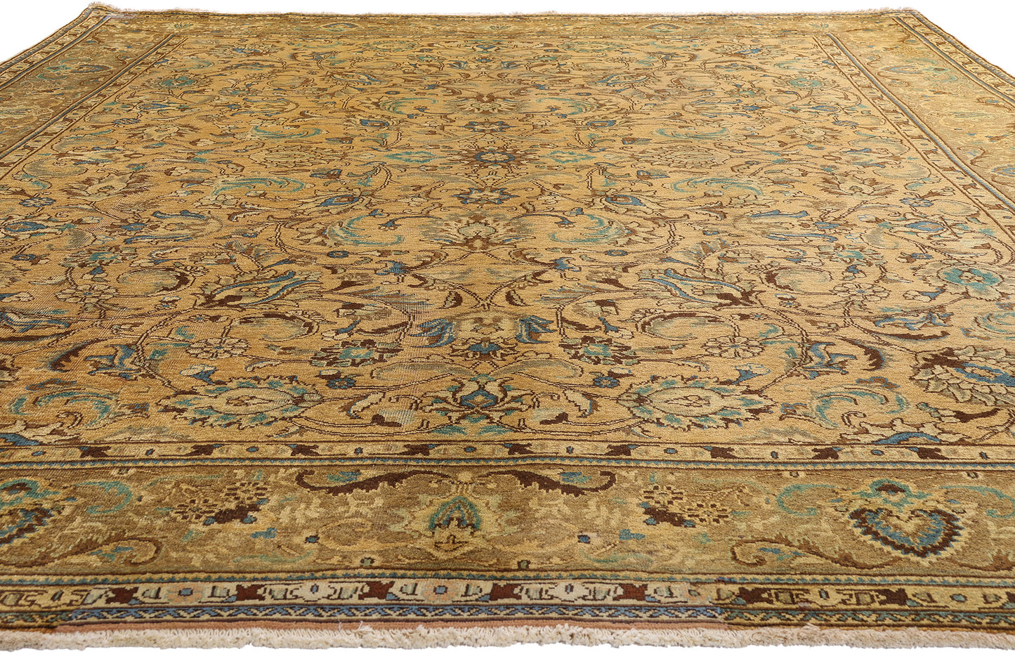 10 x 13 - Brown Vintage Persian Tabriz Rug - 76327