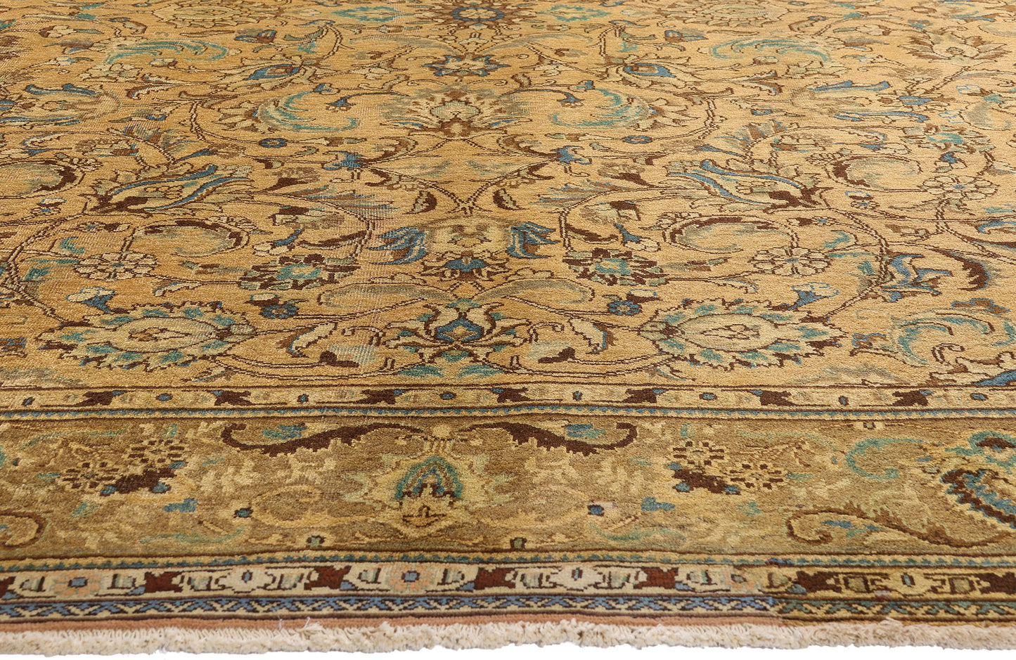 10 x 13 - Brown Vintage Persian Tabriz Rug - 76327
