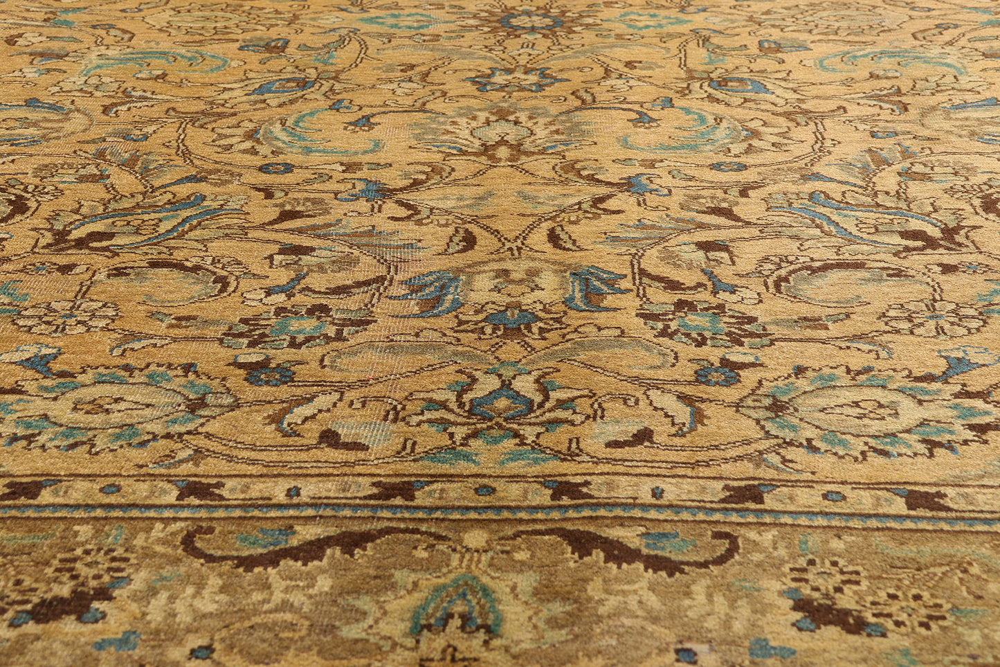 10 x 13 - Brown Vintage Persian Tabriz Rug - 76327