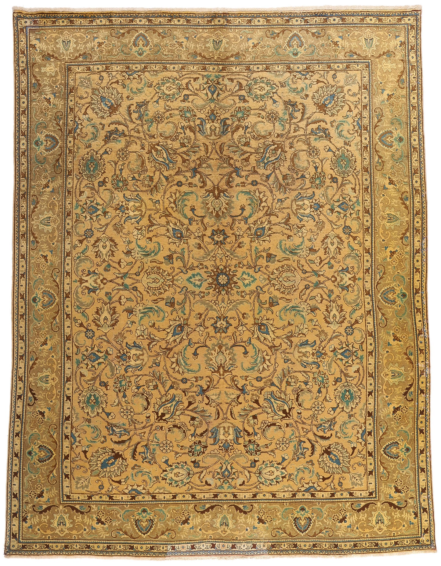 10 x 13 - Brown Vintage Persian Tabriz Rug - 76327