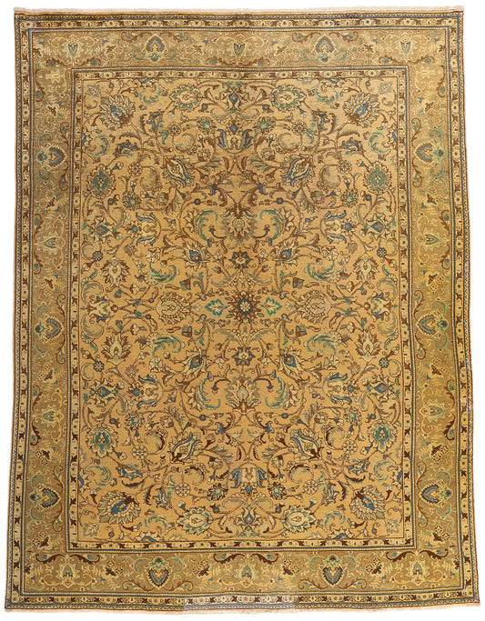 10 x 13 - Brown Vintage Persian Tabriz Rug - 76327