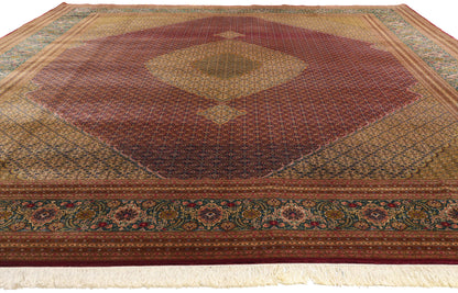 10 x 13 - Brown Vintage Persian Tabriz Rug - 76693