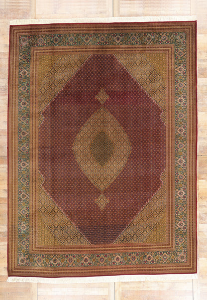 10 x 13 - Brown Vintage Persian Tabriz Rug - 76693