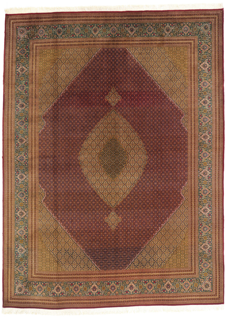 10 x 13 - Brown Vintage Persian Tabriz Rug - 76693