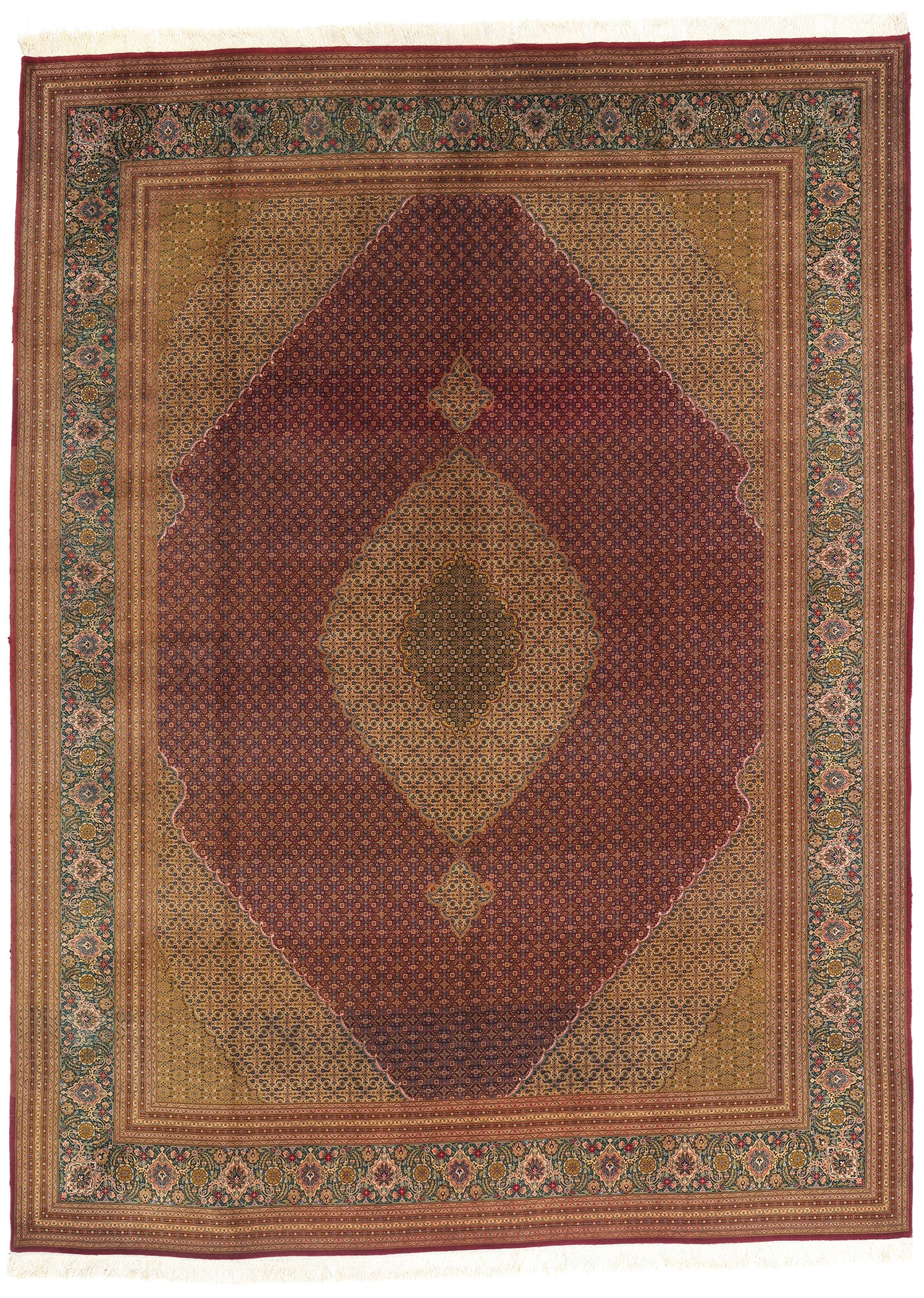 10 x 13 - Brown Vintage Persian Tabriz Rug - 76693