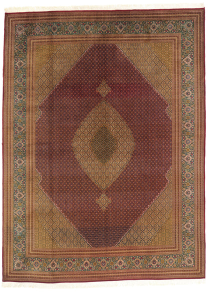 10 x 13 - Brown Vintage Persian Tabriz Rug - 76693