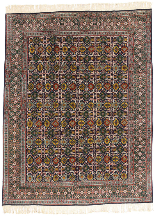 10 x 13 Navy Blue Vintage Persian Tabriz Rug 61435