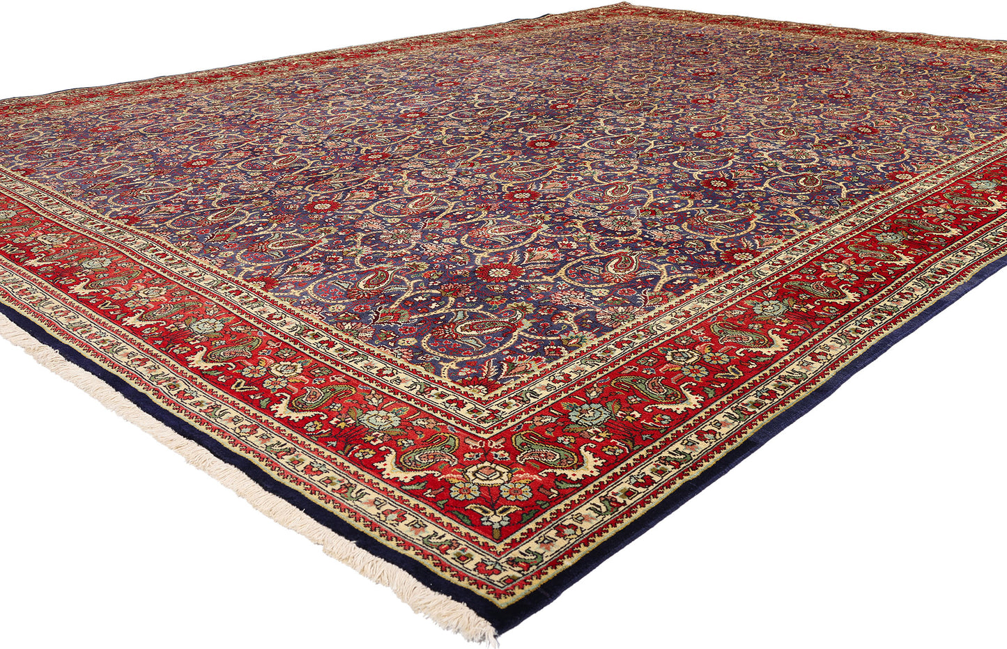 10 x 13 - Navy Blue Vintage Persian Tabriz Rug - 76331
