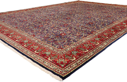 10 x 13 - Navy Blue Vintage Persian Tabriz Rug - 76331