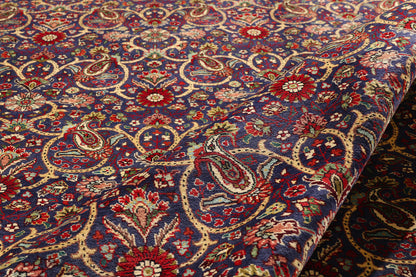 10 x 13 - Navy Blue Vintage Persian Tabriz Rug - 76331