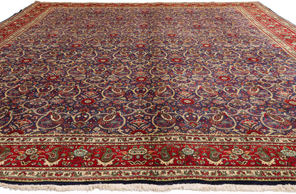 10 x 13 - Navy Blue Vintage Persian Tabriz Rug - 76331