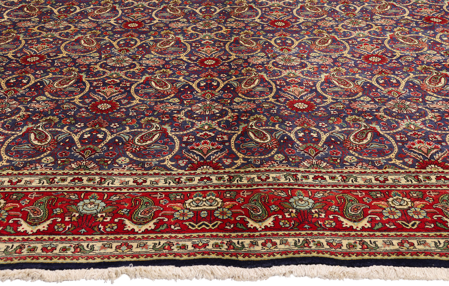 10 x 13 - Navy Blue Vintage Persian Tabriz Rug - 76331
