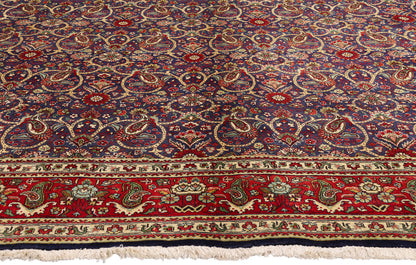 10 x 13 - Navy Blue Vintage Persian Tabriz Rug - 76331