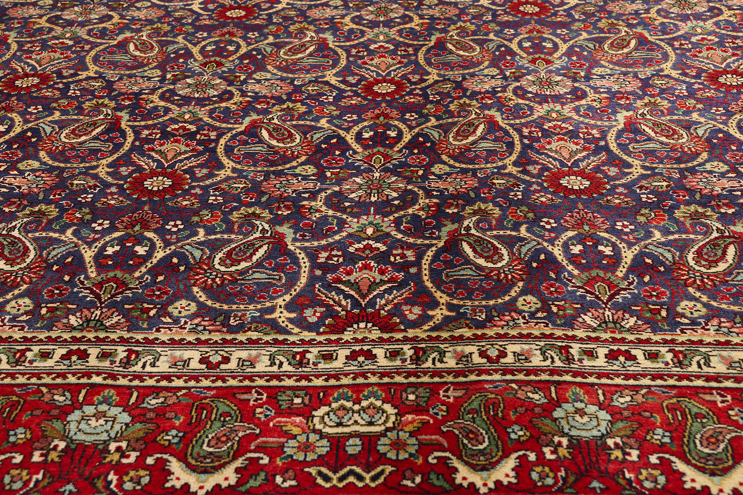10 x 13 - Navy Blue Vintage Persian Tabriz Rug - 76331