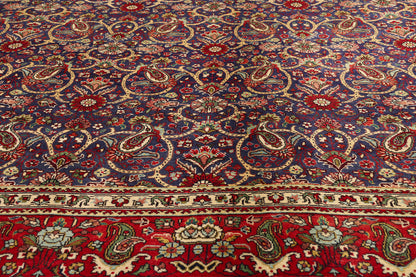 10 x 13 - Navy Blue Vintage Persian Tabriz Rug - 76331