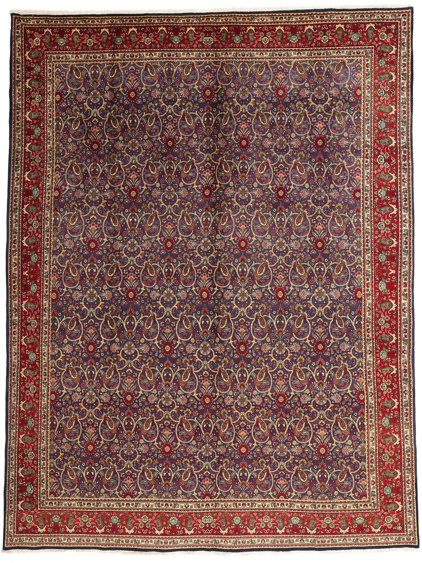 10 x 13 - Navy Blue Vintage Persian Tabriz Rug - 76331