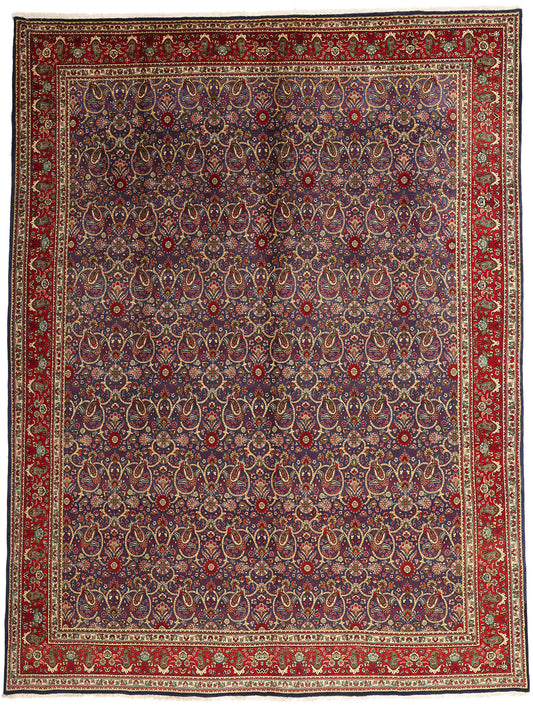 10 x 13 - Navy Blue Vintage Persian Tabriz Rug - 76331