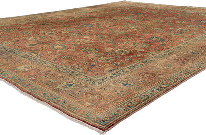10 x 13 - Rust Vintage Persian Tabriz Rug - 76271