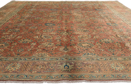 10 x 13 - Rust Vintage Persian Tabriz Rug - 76271