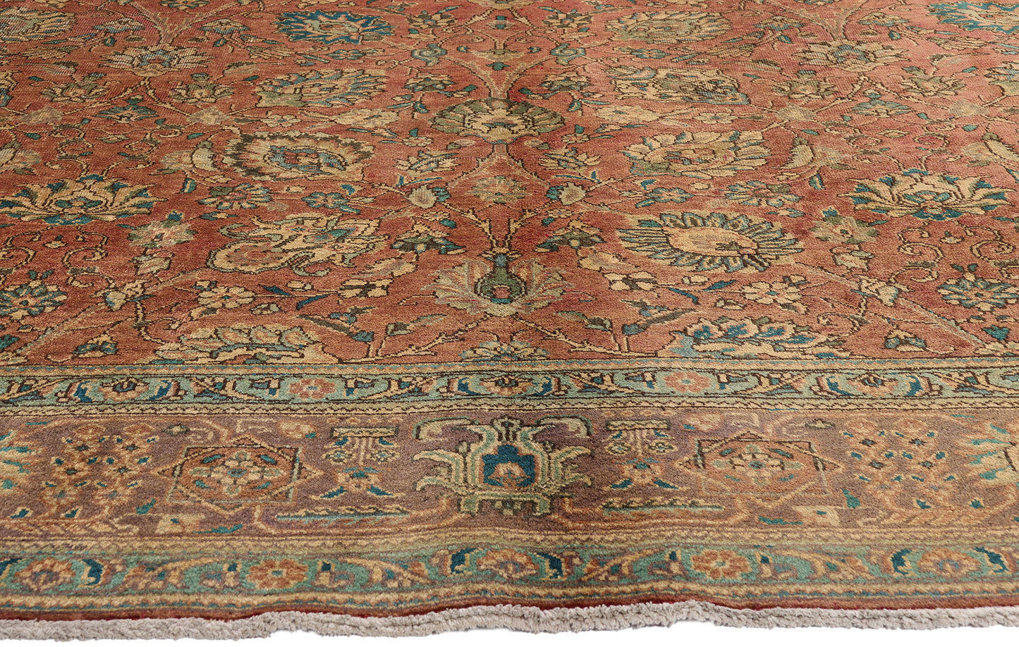 10 x 13 - Rust Vintage Persian Tabriz Rug - 76271