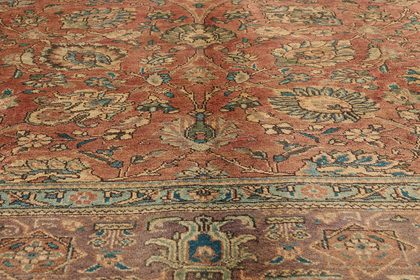 10 x 13 - Rust Vintage Persian Tabriz Rug - 76271