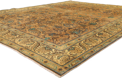 10 x 13 - Brown Vintage Persian Tabriz Rug - 76328