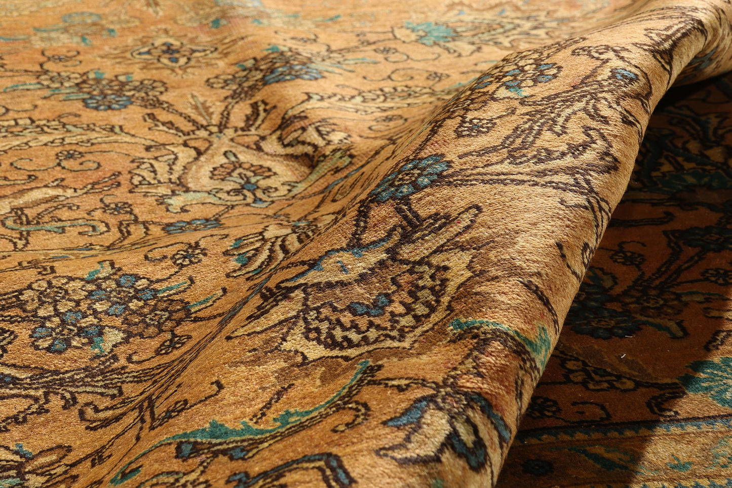 10 x 13 - Brown Vintage Persian Tabriz Rug - 76328