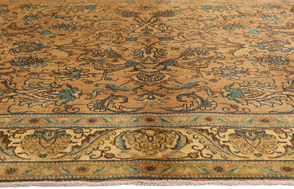 10 x 13 - Brown Vintage Persian Tabriz Rug - 76328
