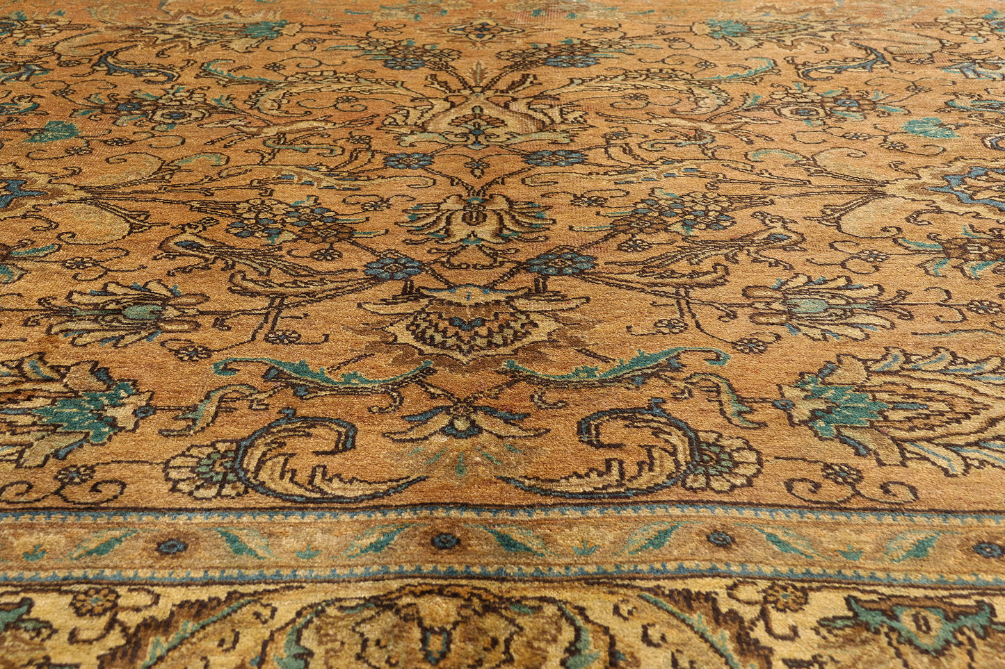 10 x 13 - Brown Vintage Persian Tabriz Rug - 76328