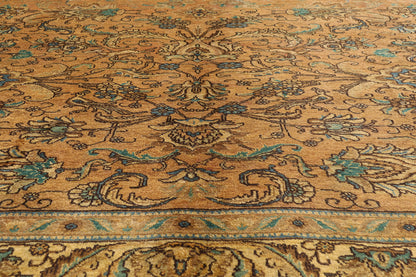 10 x 13 - Brown Vintage Persian Tabriz Rug - 76328
