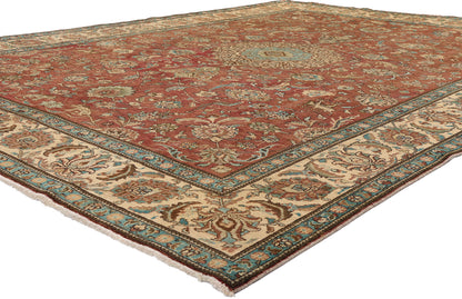 10 x 13 - Rust Vintage Persian Tabriz Rug - 76286