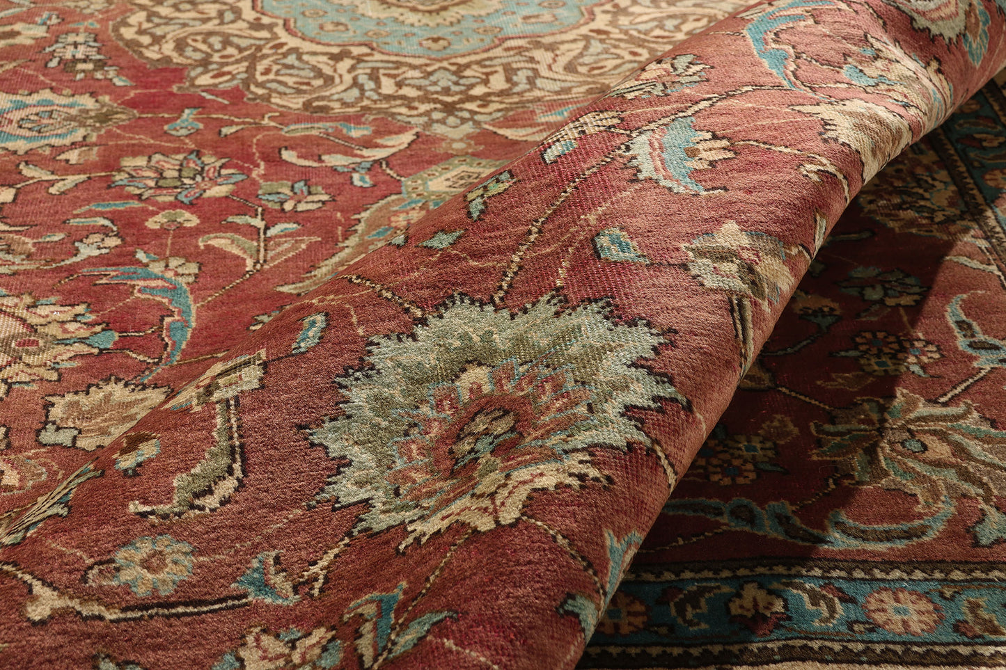 10 x 13 - Rust Vintage Persian Tabriz Rug - 76286