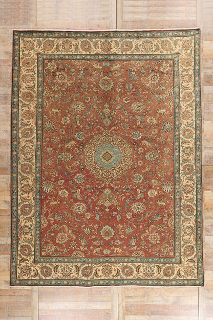 10 x 13 - Rust Vintage Persian Tabriz Rug - 76286