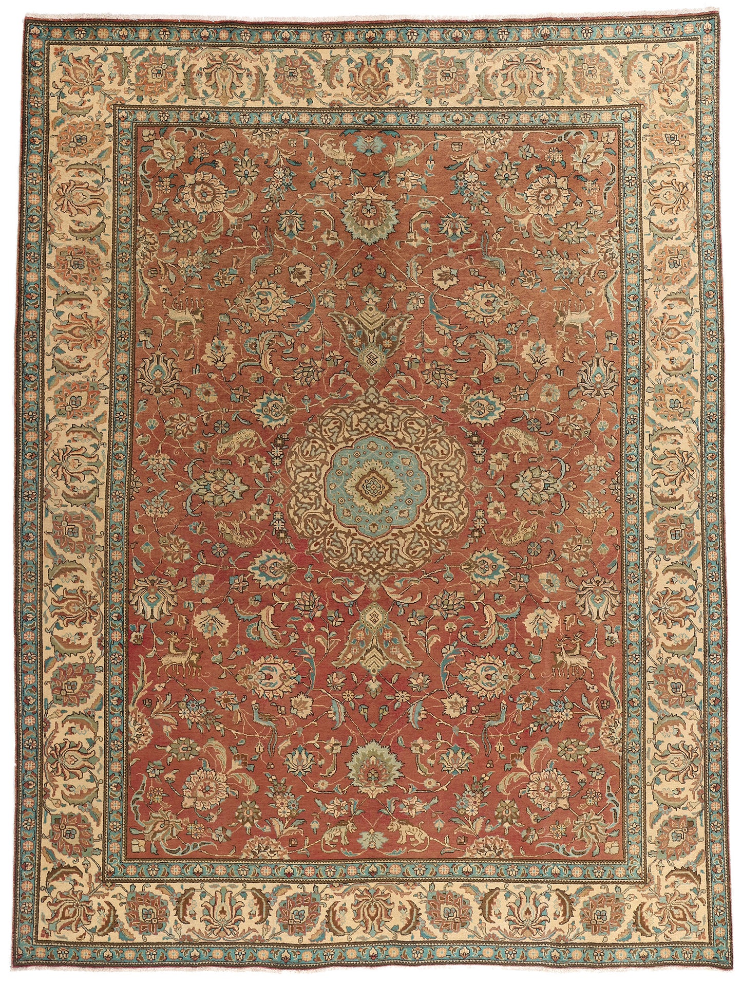 10 x 13 - Rust Vintage Persian Tabriz Rug - 76286