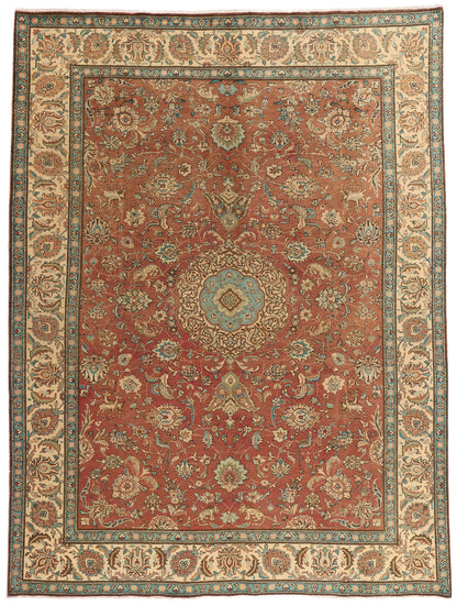 10 x 13 - Rust Vintage Persian Tabriz Rug - 76286