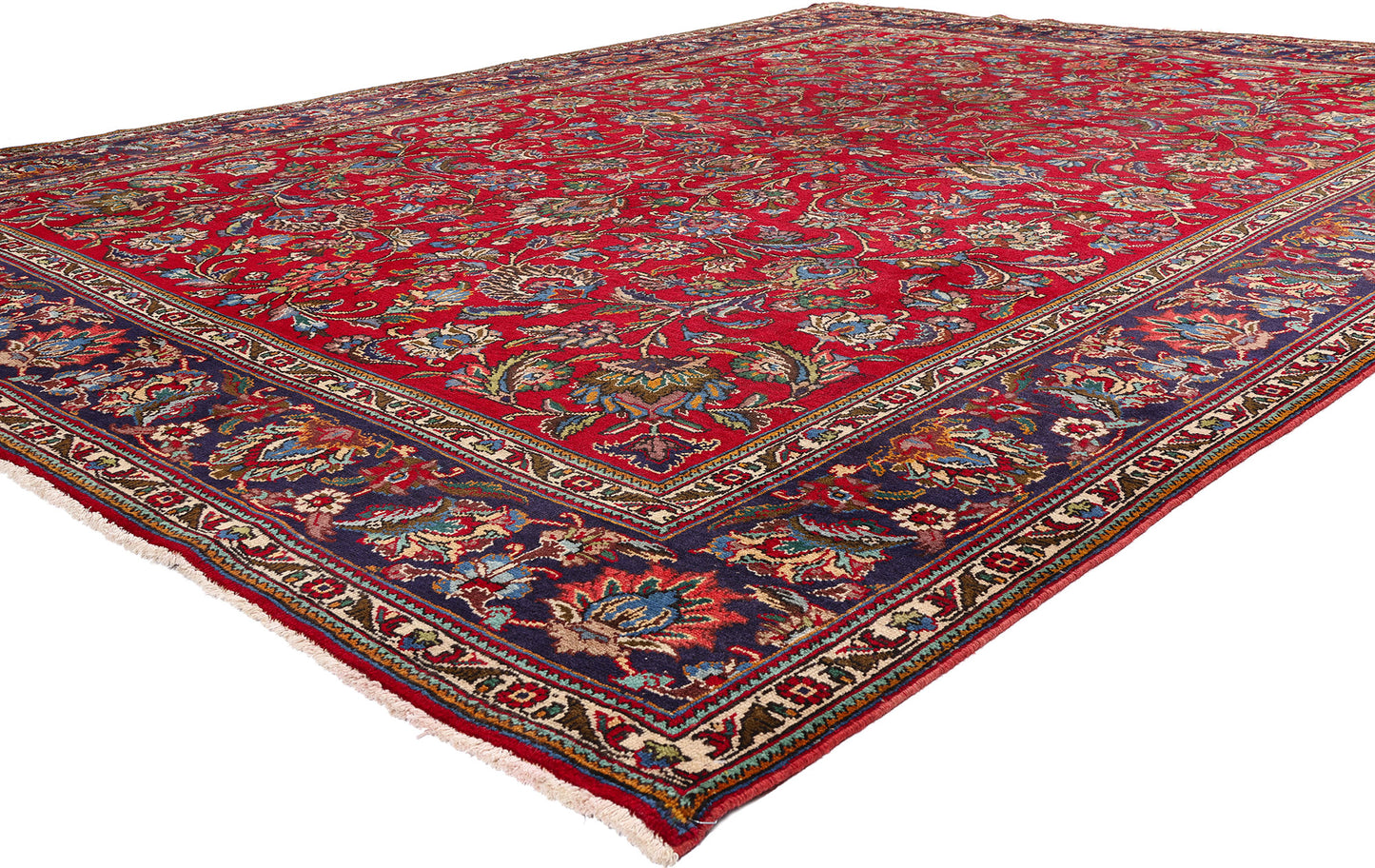 10 x 13 - Red Vintage Persian Tabriz Rug - 76262