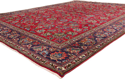 10 x 13 - Red Vintage Persian Tabriz Rug - 76262