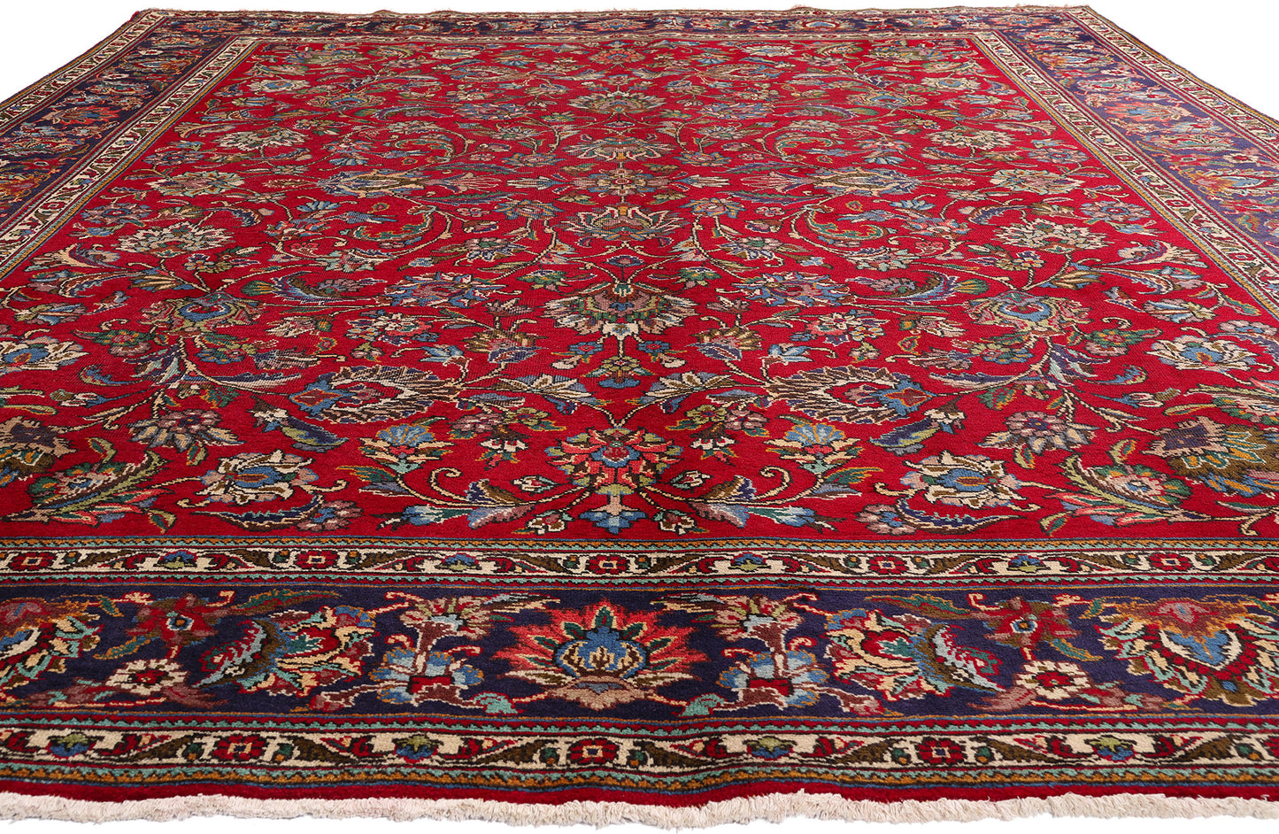 10 x 13 - Red Vintage Persian Tabriz Rug - 76262