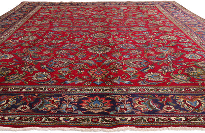 10 x 13 - Red Vintage Persian Tabriz Rug - 76262