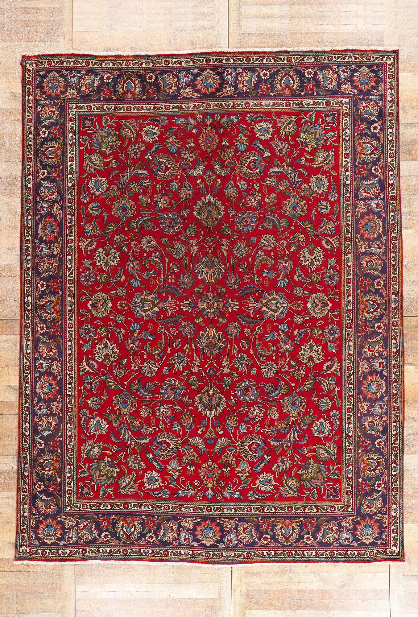 10 x 13 - Red Vintage Persian Tabriz Rug - 76262