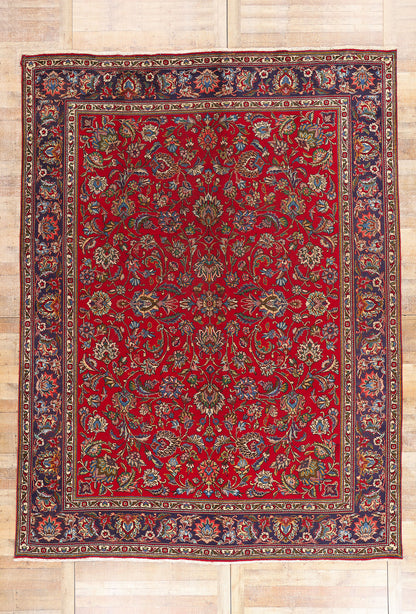 10 x 13 - Red Vintage Persian Tabriz Rug - 76262
