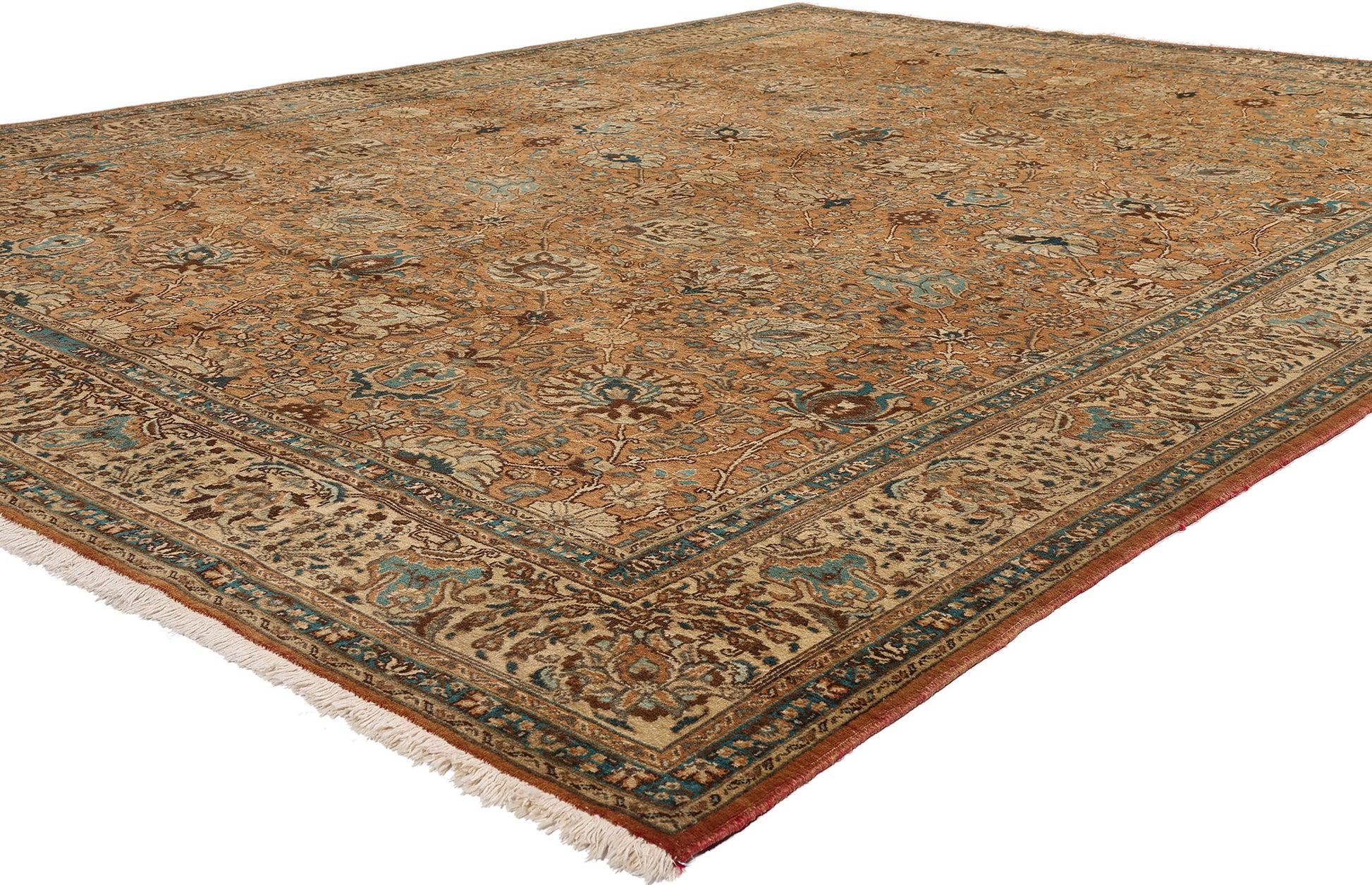 10 x 13 Brown Vintage Persian Tabriz Rug 75603