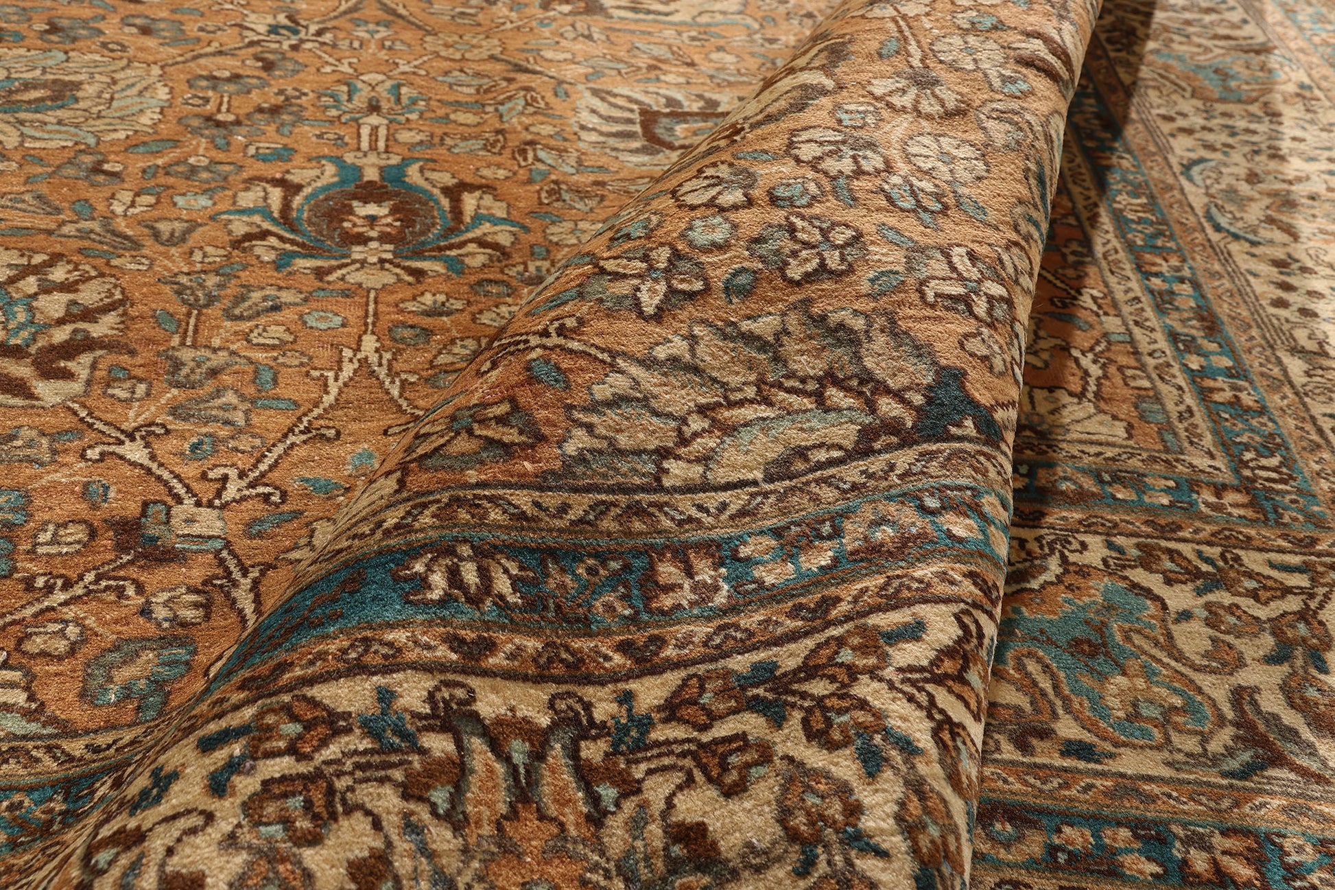10 x 13 Brown Vintage Persian Tabriz Rug 75603