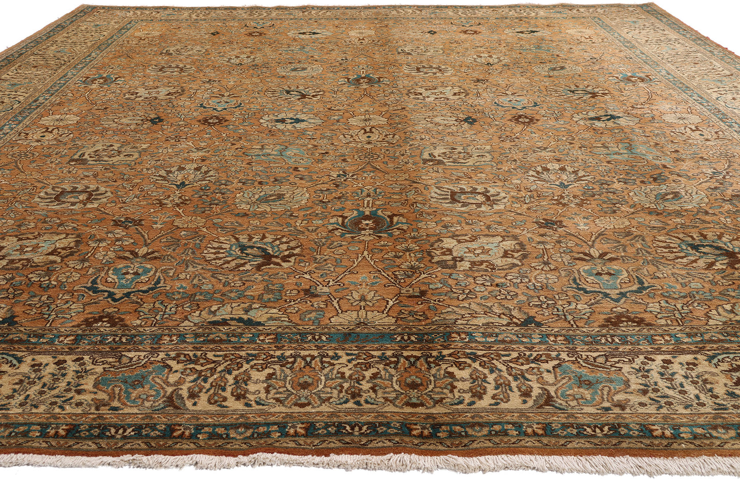 10 x 13 Brown Vintage Persian Tabriz Rug 75603
