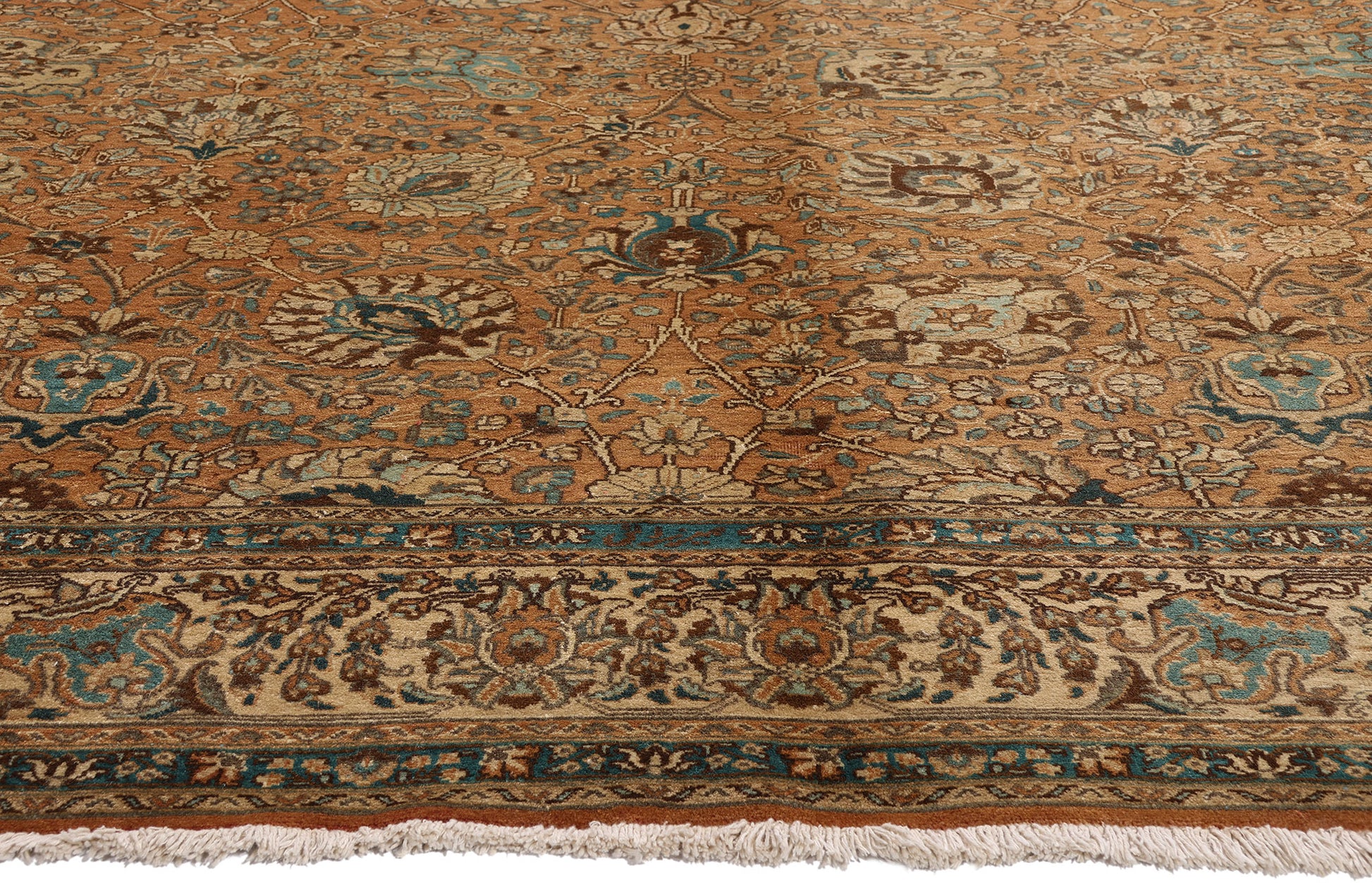 10 x 13 Brown Vintage Persian Tabriz Rug 75603
